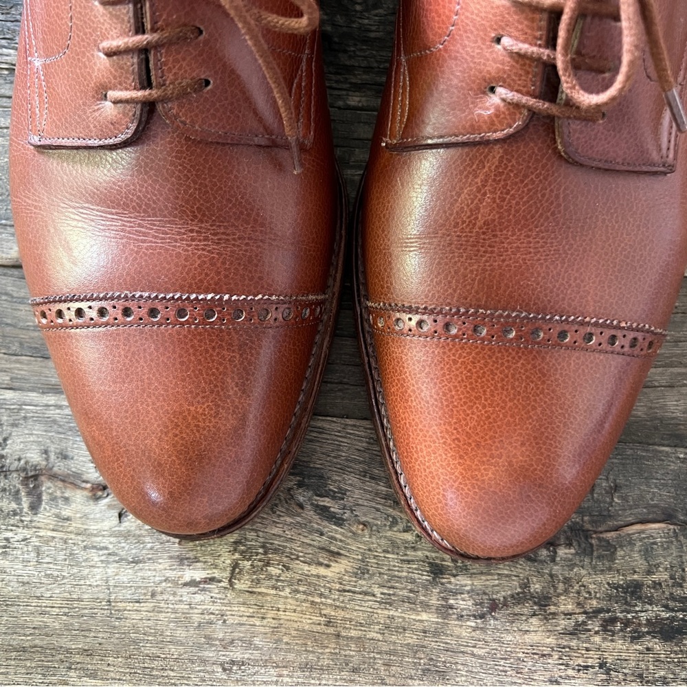John Lobb Russel Derby Brown Leather Cap Toe Dress Shoe - Picture 3 of 12